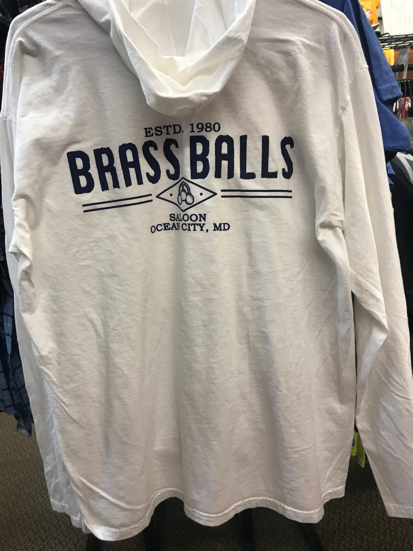 Brass Balls Diamond Hooded Long Sleeve Tee Shirt image 1